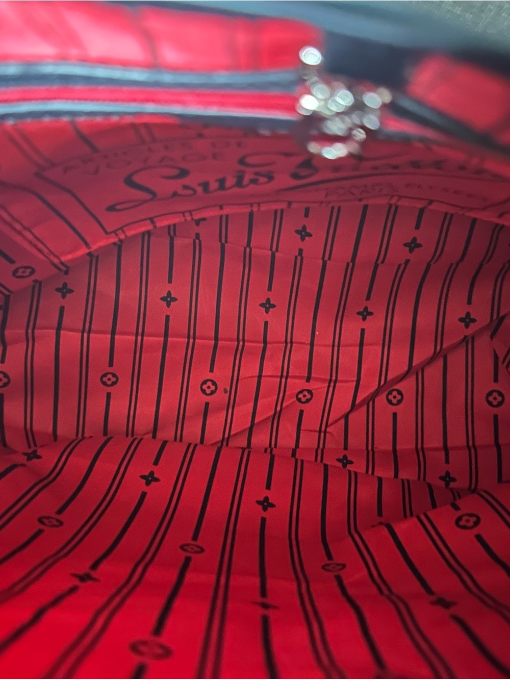 Black Monogram Tote with Red Interior - Picture 5 of 10